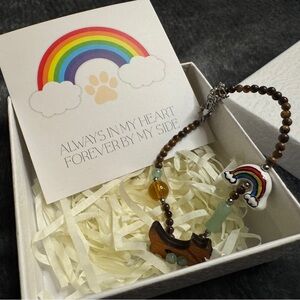 💜 Rainbow & Wooden Dog Memorial Bracelet - Multicolor - NWT